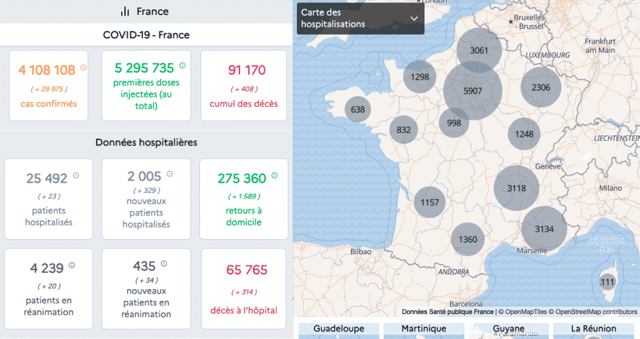 Carte interactive pour visualiser la data du Covid