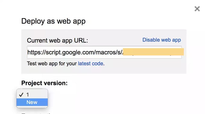 Deploy new version form screenshot