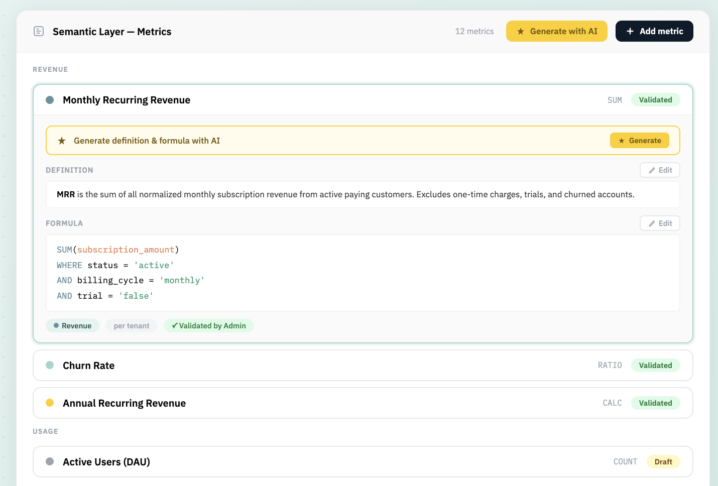 Toucan Self-Service — semantic layer