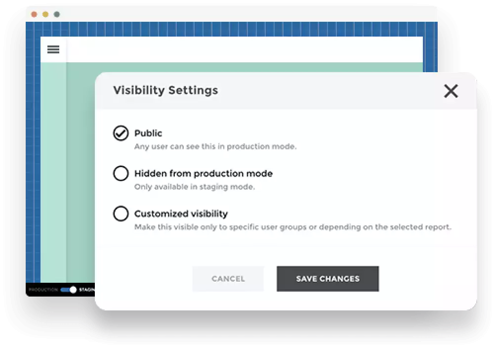 Toucan visibility settings